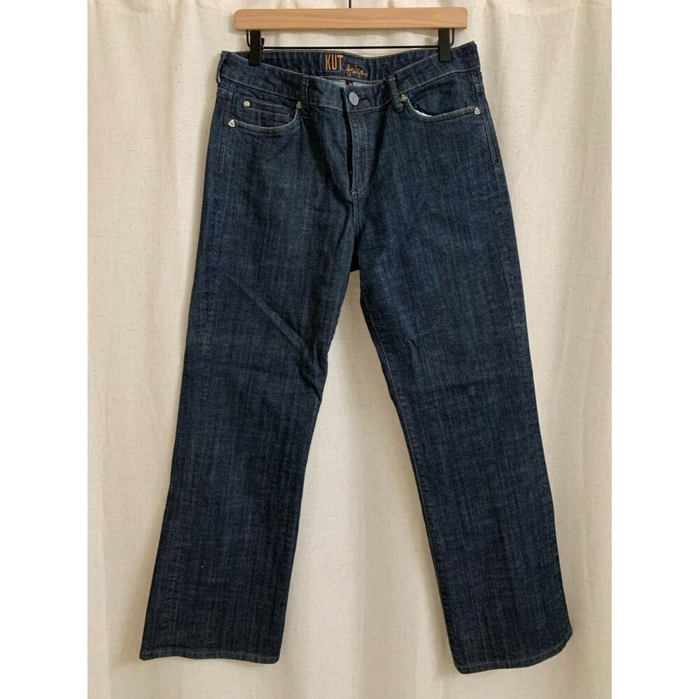 Kut from the Kloth women’s Boot Cut Dark Blue Straight Jeans size 12